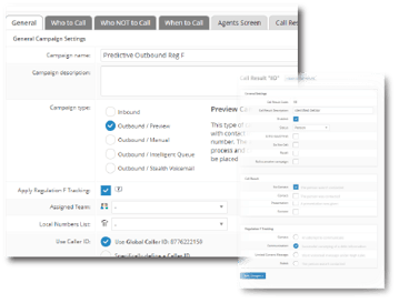 Supervisor Interface - Reg F Settings